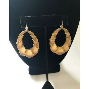 ALEXIS BITTAR GOLD FROSTED OVAL TEARDROP EARRINGS. Never Worn (received as gift)